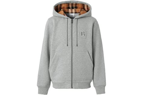 burberry graphic letter cotton zip up grey hoodie|burberry zip up hoodie men.